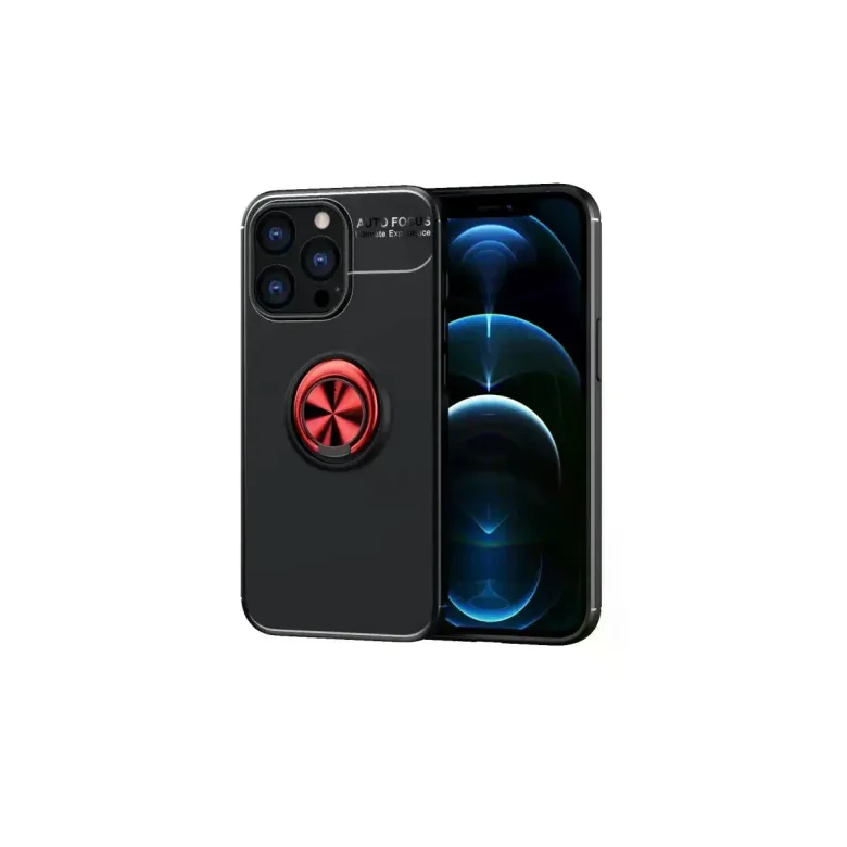 Apple iPhone 13 Pro Kılıf Range Yüzüklü Silikon - Siyah-Kırmızı