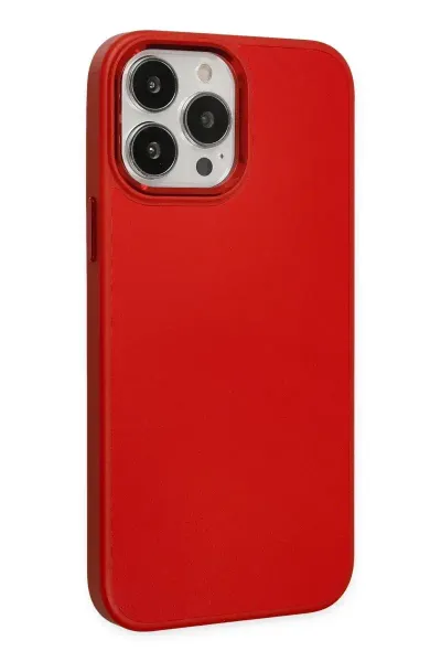 Apple iPhone 13 Pro Max Kılıf Asya Deri Silikon - Kırmızı