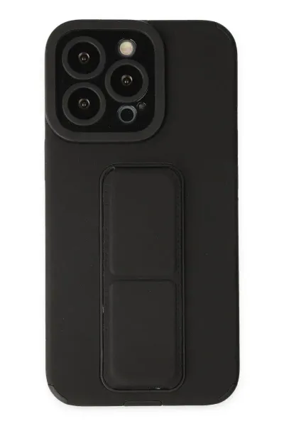Apple iPhone 13 Pro Max Kılıf Mega Standlı Silikon - Siyah