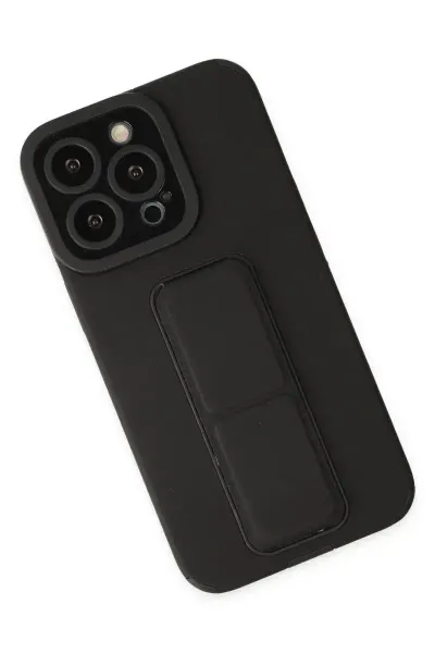 Apple iPhone 13 Pro Max Kılıf Mega Standlı Silikon - Siyah