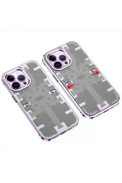 Apple iPhone 13 Pro Max Kılıf Mekanik Bumper Kapak - Derin Mor