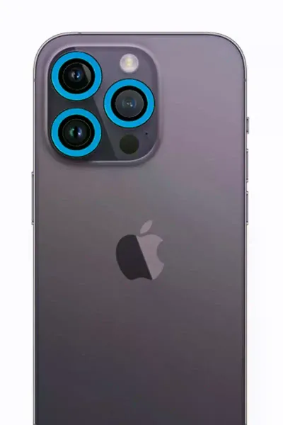 Apple iPhone 13 Pro Max Neon Fosforlu Kamera Lens - Mavi