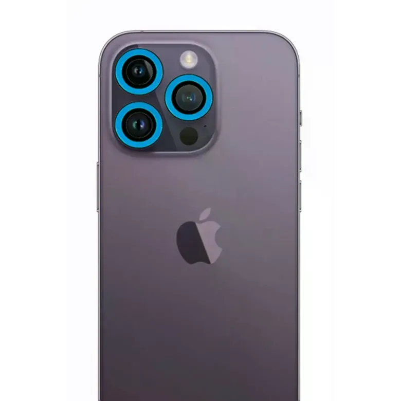 Apple iPhone 13 Pro Max Neon Fosforlu Kamera Lens - Mavi