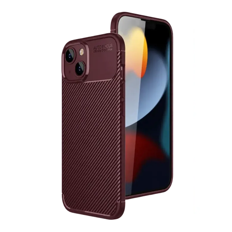 Apple İphone 14 Kılıf Auto Focus Karbon Kapak - Bordo