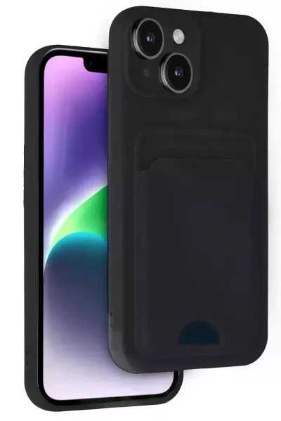 Apple iPhone 14 Kılıf Kelvin Kartvizitli Silikon - Siyah