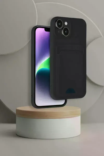 Apple iPhone 14 Kılıf Kelvin Kartvizitli Silikon - Siyah