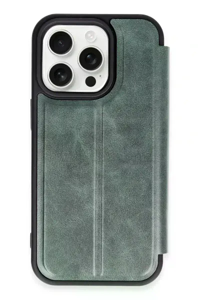 Apple iPhone 14 Pro Kılıf Flip Cover - Koyu Yeşil