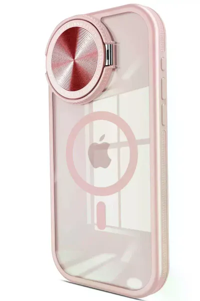 Apple iPhone 14 Pro Max Kılıf Teleskop Lens Magsafe Silikon Kapak - Pembe