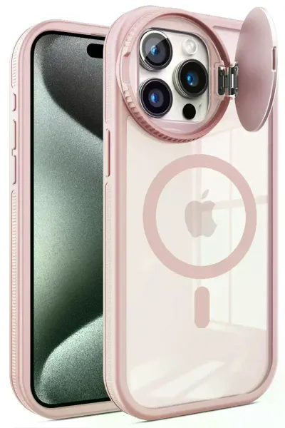 Apple iPhone 14 Pro Max Kılıf Teleskop Lens Magsafe Silikon Kapak - Pembe