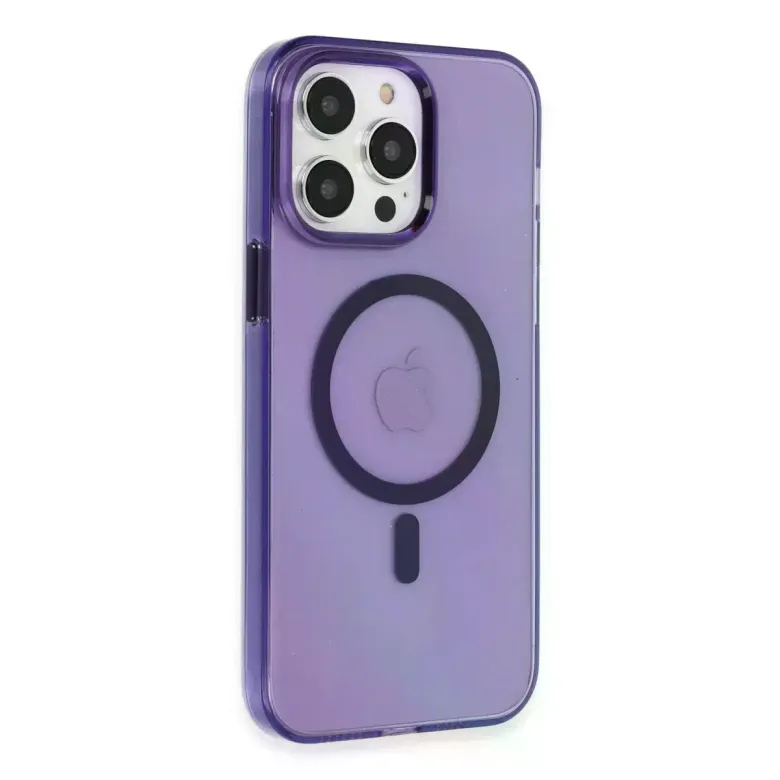 Apple İphone 14 Pro Max Kılıf Tron Şeffaf Magsafe Kapak - Derin Mor