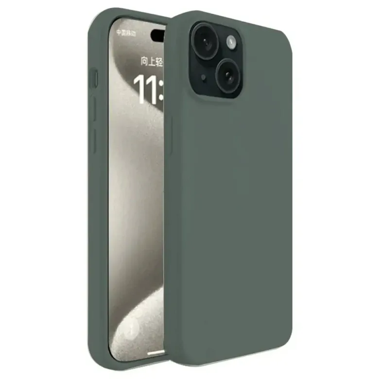 Apple iPhone 15 Kılıf First Silikon - Koyu Yeşil