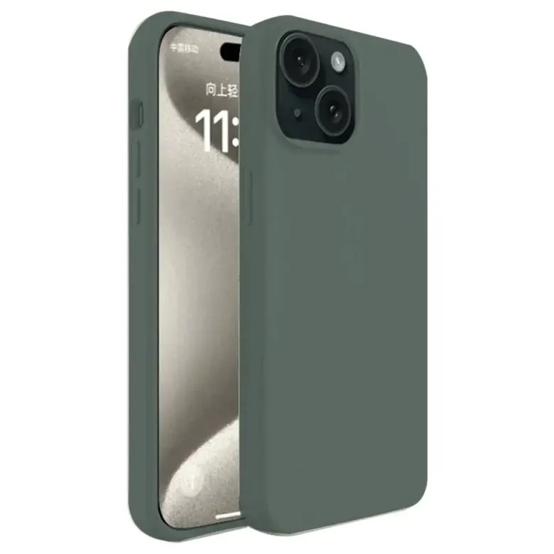Apple iPhone 15 Kılıf First Silikon - Koyu Yeşil