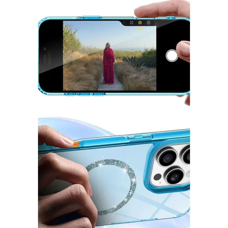 Apple İphone 15 Plus Live Diamond Magsafe Kapak - Yeşil