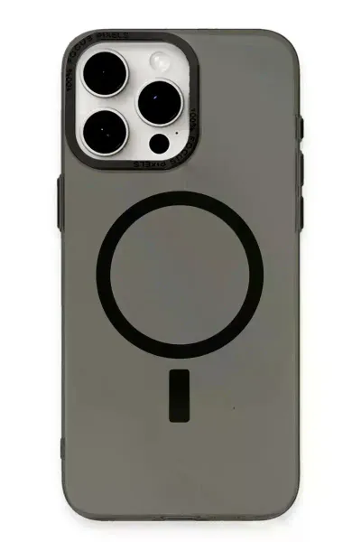 Apple iPhone 15 Pro Max Kılıf Anka PC Magneticsafe Sert Metal Kapak - Siyah