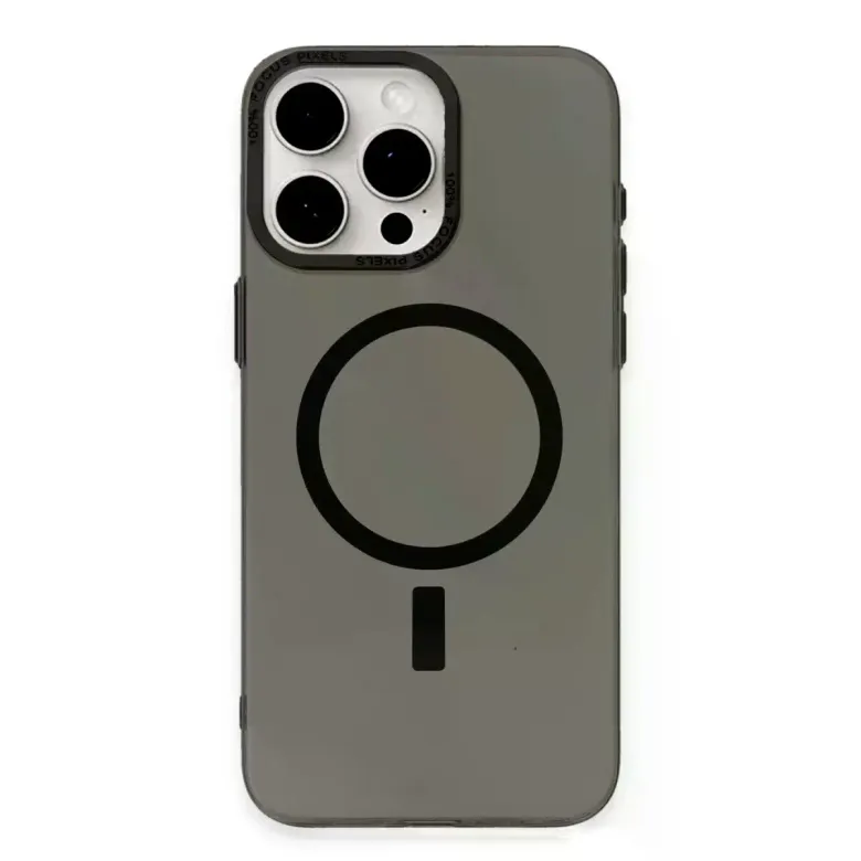 Apple iPhone 15 Pro Max Kılıf Anka PC Magneticsafe Sert Metal Kapak - Siyah
