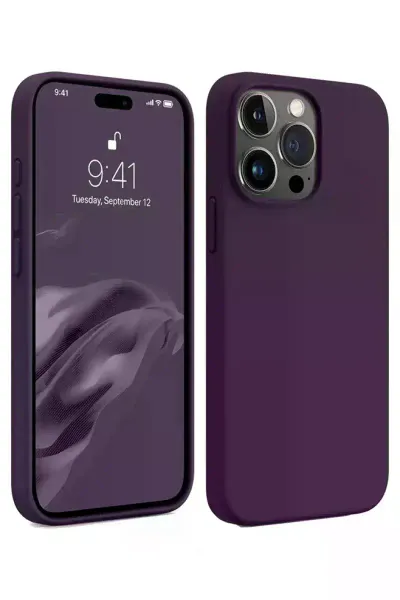 Apple iPhone 15 Pro Max Kılıf First Silikon - Mürdüm