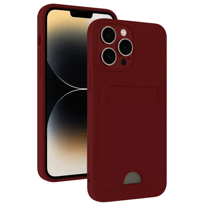 Apple iPhone 15 Pro Max Kılıf Kelvin Kartvizitli Silikon - Bordo