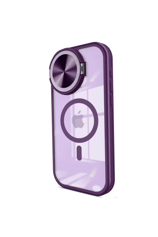 Apple iPhone 15 Pro Max Kılıf Teleskop Lens Magsafe Silikon Kapak - Derin Mor