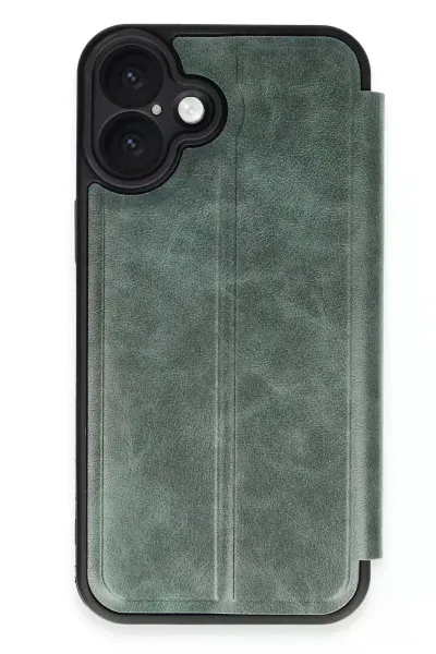 Apple iPhone 16 Kılıf Flip Cover - Koyu Yeşil