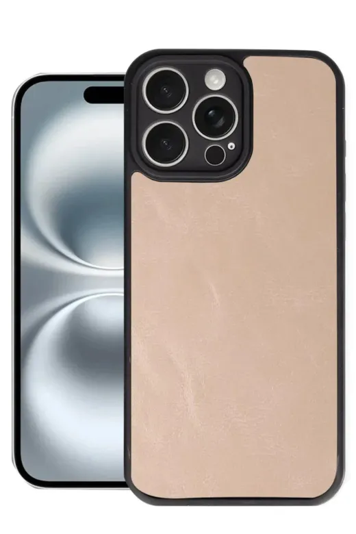 Apple iPhone 16 Pro Max Kılıf Aras Deri Kapak - Pudra