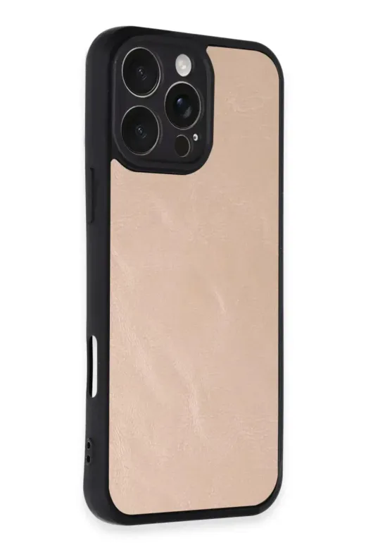 Apple iPhone 16 Pro Max Kılıf Aras Deri Kapak - Pudra