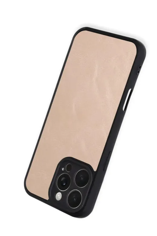 Apple iPhone 16 Pro Max Kılıf Aras Deri Kapak - Pudra