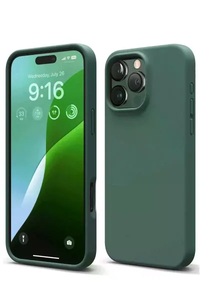 Apple iPhone 16 Pro Max Kılıf First Silikon - Koyu Yeşil
