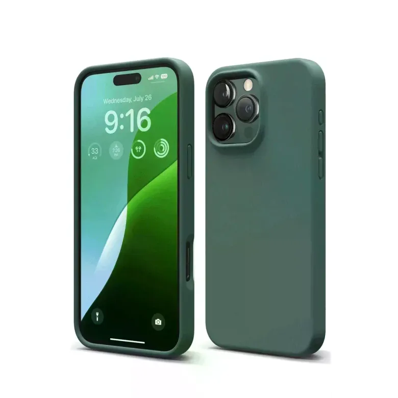 Apple iPhone 16 Pro Max Kılıf First Silikon - Koyu Yeşil
