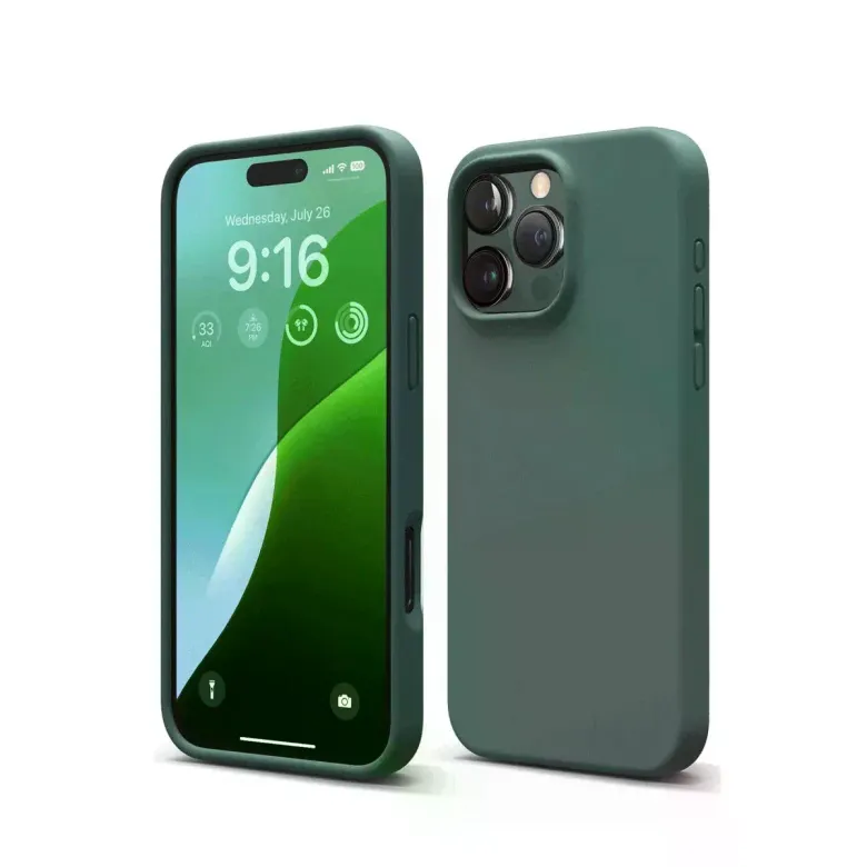 Apple iPhone 16 Pro Max Kılıf First Silikon - Koyu Yeşil