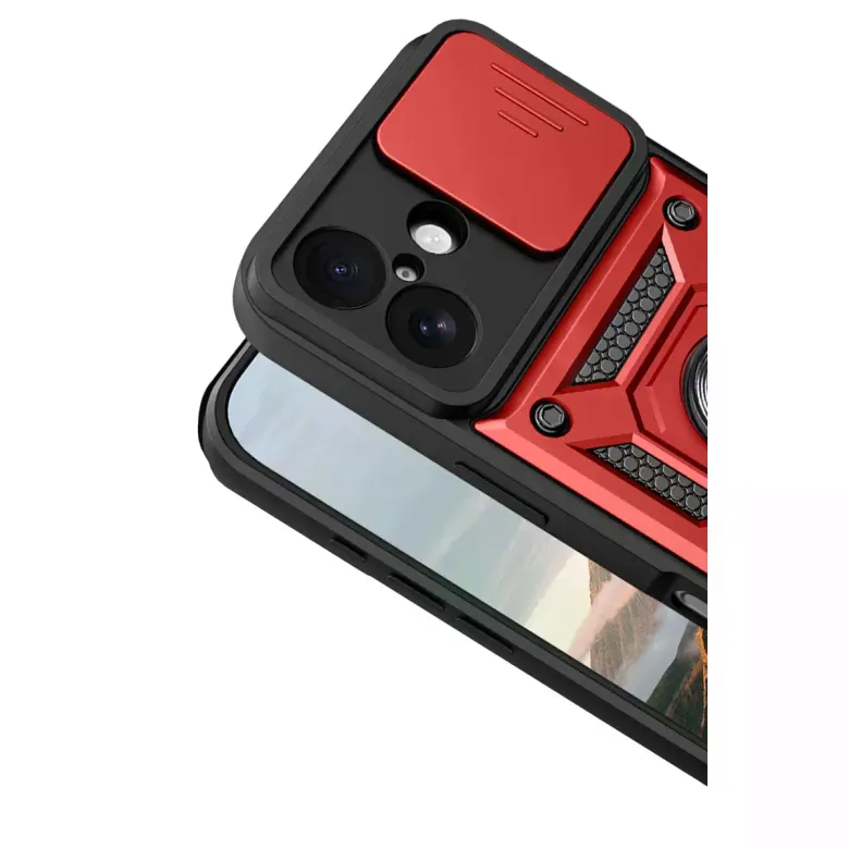 Apple İphone 17 Pars Lens Yüzüklü Silikon - Kırmızı