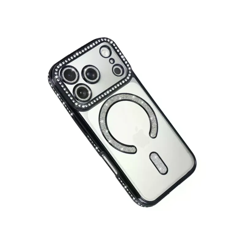 Apple İphone 17 Pro Joke Simli Magneticsafe Kılıf - Siyah