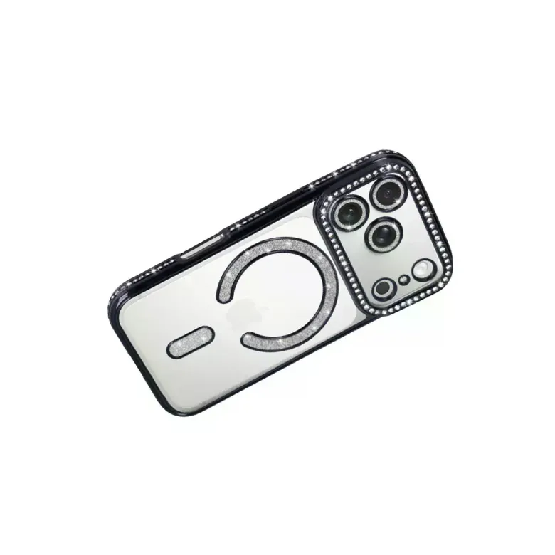 Apple İphone 17 Pro Joke Simli Magneticsafe Kılıf - Siyah