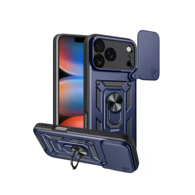 Apple İphone 17 Pro Max Pars Lens Yüzüklü Silikon - Lacivert
