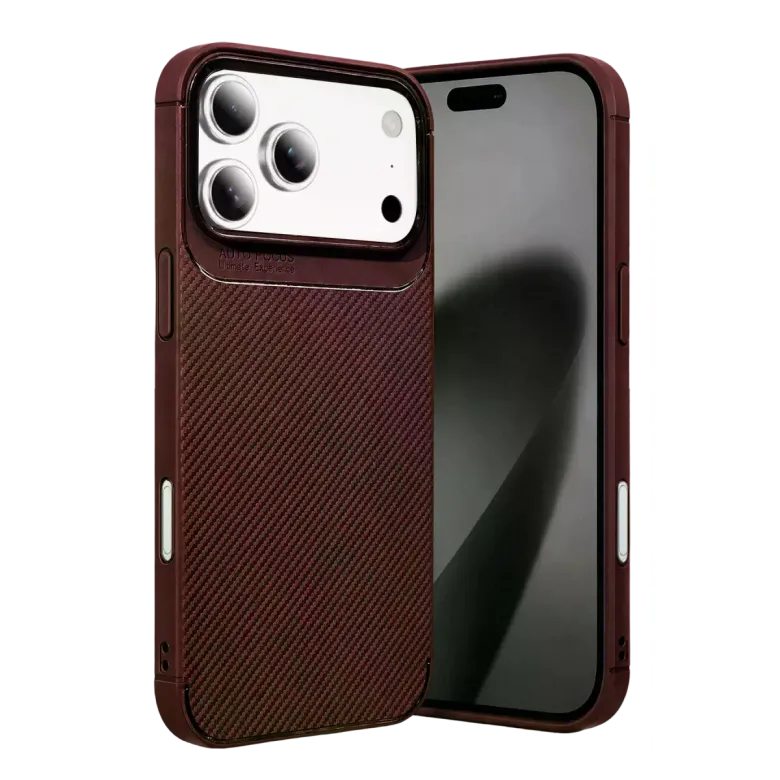Apple İphone 18 Pro Auto Focus Karbon Kapak - Bordo