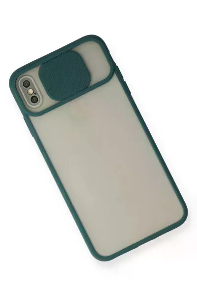 Apple iPhone XS Max Kılıf Palm Buzlu Kamera Sürgülü Silikon - Yeşil