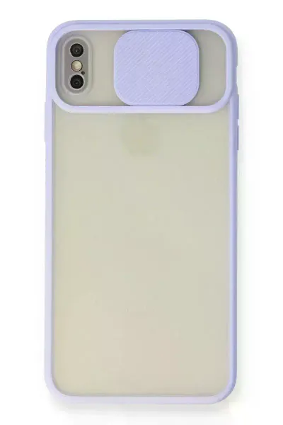 Apple iPhone XS Max Kılıf Palm Buzlu Kamera Sürgülü Silikon - Lila
