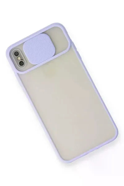 Apple iPhone XS Max Kılıf Palm Buzlu Kamera Sürgülü Silikon - Lila