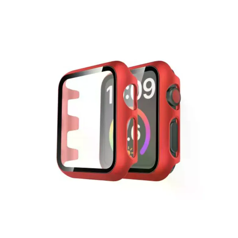 Apple Watch 38mm Camlı Kasa Ekran Koruyucu - Kırmızı