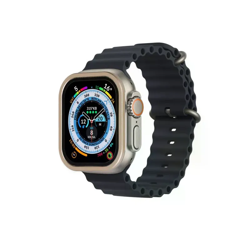 Apple Watch Ultra 49mm Alünyum Kasa Cam Ekran Koruyucu - Gold