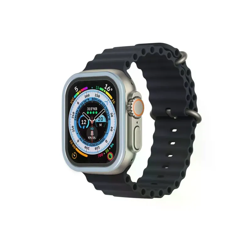 Apple Watch Ultra 49mm Alünyum Kasa Cam Ekran Koruyucu - Mavi