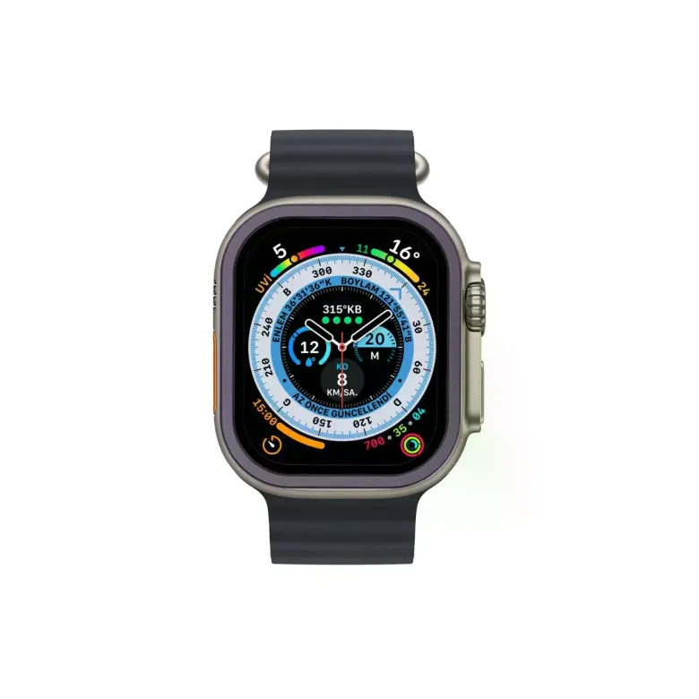 Apple Watch Ultra 49mm Alünyum Kasa Cam Ekran Koruyucu - Mor