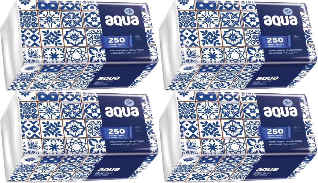 Aqua Pratik Mendil 250 Yaprak Tekli Pk 4 Li Set