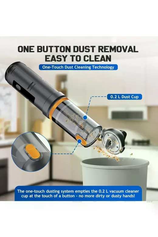 Araç Süpürgesi Şarjlı 120w 20.000pa Göstergeli Yeni Nesil Metal Filtre Extra Vakum Ve Üfleme