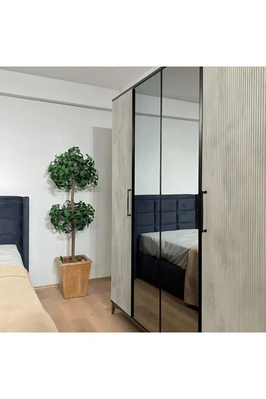 arionkids ARIONDLP02 Poyraz Dolap 4 Kapaklı | %100 Mdf | Rehau Kapaklı | Ağaç Ayaklı