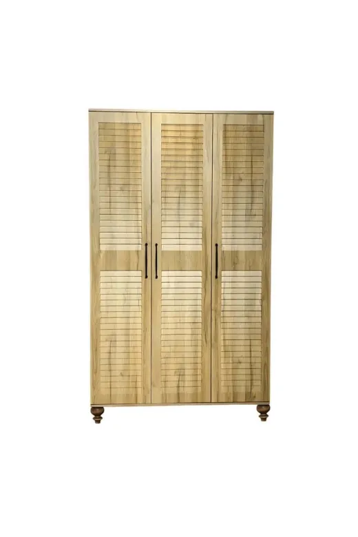 arionkids ARIONDLP23 Pera Wood Dolap 3 Kapaklı-Çekmeceli | %100 Mdf | Rehau Kaplama Panjur Kapak | Ağaç Ayaklı