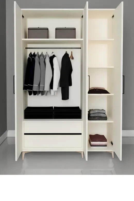 arionkids ARIONDLP47 Pera 3 Kapaklı Çekmeceli Dolap | %100 Mdf | Rehau Kapaklı | Çekmeceli | Ağaç Ayaklı | Panjur Kapaklı