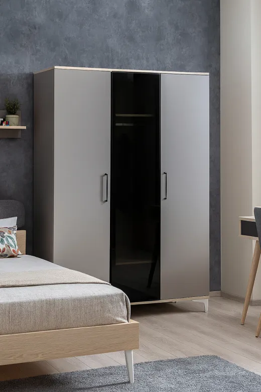 arionkids ARIONDLP60 Deniz 3 Kapaklı Dolap | %100 Mdf | Rehau Kapaklı | Ağaç Ayaklı