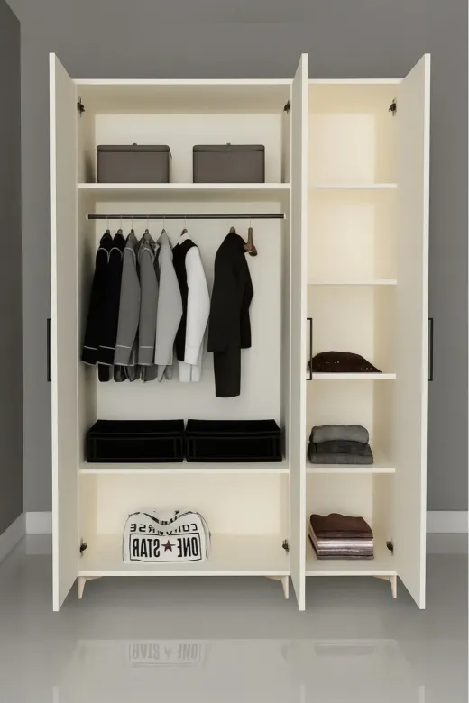 arionkids ARIONDLP60 Deniz 3 Kapaklı Dolap | %100 Mdf | Rehau Kapaklı | Ağaç Ayaklı