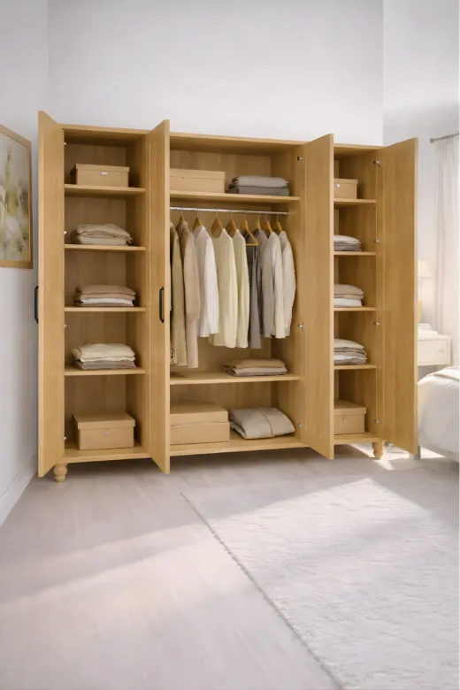 arionkids ARIONDLP66 Pera Wood Dolap 4 Kapaklı | %100 Mdf | Rehau Kapaklı | Ağaç Ayaklı | Panjur Kapaklı