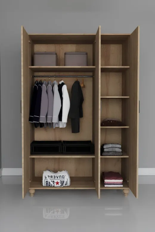 arionkids ARIONDLP70 Pera Wood Dolap 3 Kapaklı | %100 Mdf | Rehau Kapaklı | Ağaç Ayaklı | Panjur Kapaklı